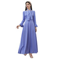 round Neck Long Sleeve High Waist Ruffles A line Dress Maxi Dress