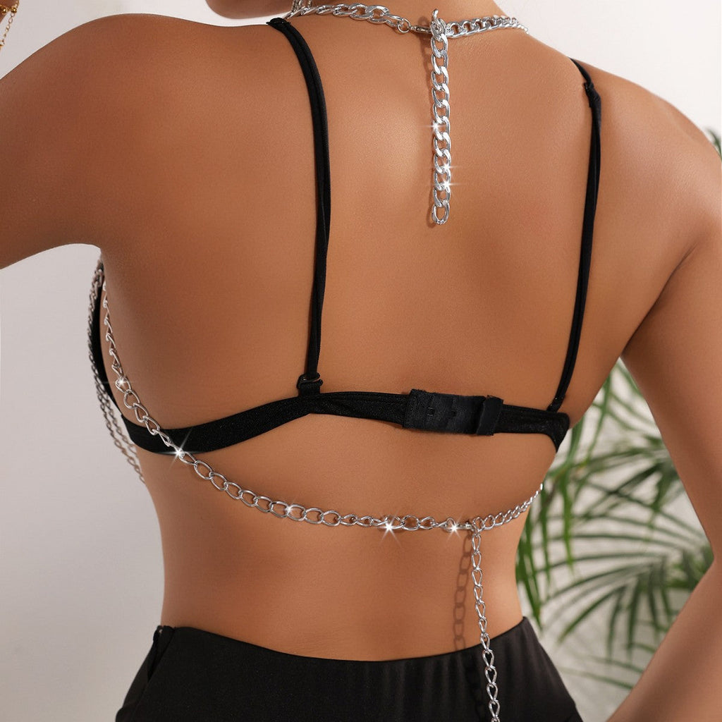 Chain-Accent Halter Top