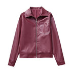 Chic Burgundy Leather Jacket