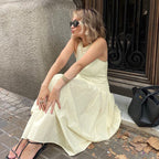 French Sleeveless Vest Dress High Grade Slimming Pleated Stitching Casual Dress