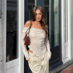 Fresh Soft Beige Off-Shoulder Top