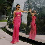 Tube Top off Neck See through Tied Slim Fit Dress for