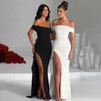 off Shoulder Dress Waist Dress Slit Dress