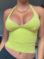 Halter V-Neck Show Breast Strap Slim Backless Top