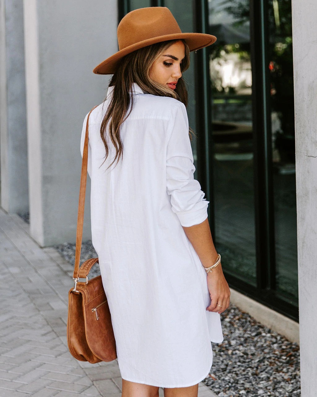 Harmony Cotton Button Down Shirt Dress White