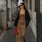 Leopard Aura Midi Dress Brown