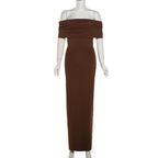 Wear Off Shoulder Backless Sheath Maxi Dress