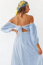 Samantha Puff Sleeve Midi Dress French Blue