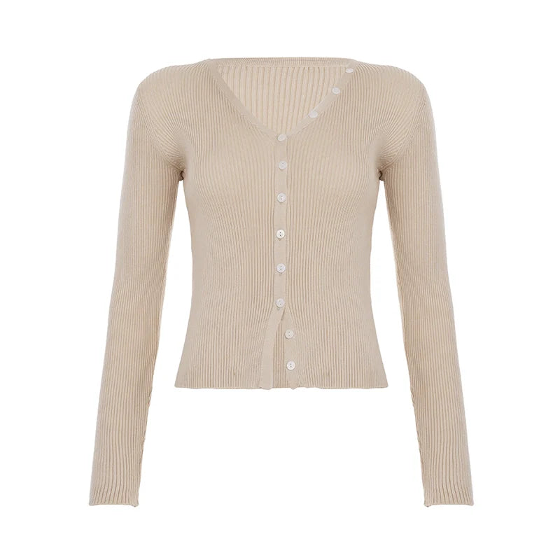Karaline Ribbed Knit V-Neck Top