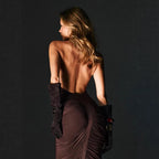 Halter Long Evening Dress Slim Fit Maxi Dress Cocktail Wedding Cocktail Host Battle Gown Annual Meeting Dress