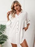 Jeanette Button Down Tunic Top White