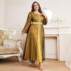 Plus Size High Waist Loose Long Sleeve Mesh A line Dress