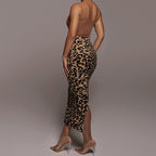 DressBetty - Pleated Split Leopard Print Skirt