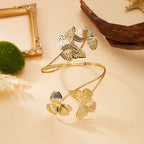 Irregular Cutout Butterfly Floral Bracelet