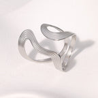 Geometric Stainless Steel Band Vintage Design Ring