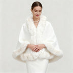 Elegant Oversized Faux Fur Paneled Cape Coat
