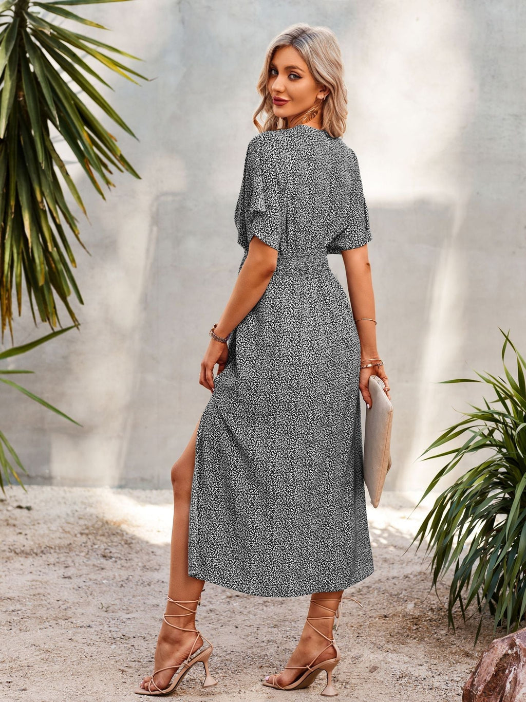 Woodloch Adjustable Printed Kimono Maxi Dress