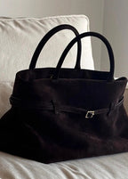 Suede Buckled Tote Bag