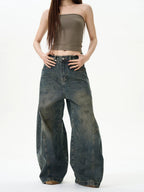 Extreme Wide-Leg Vintage Wash Jeans