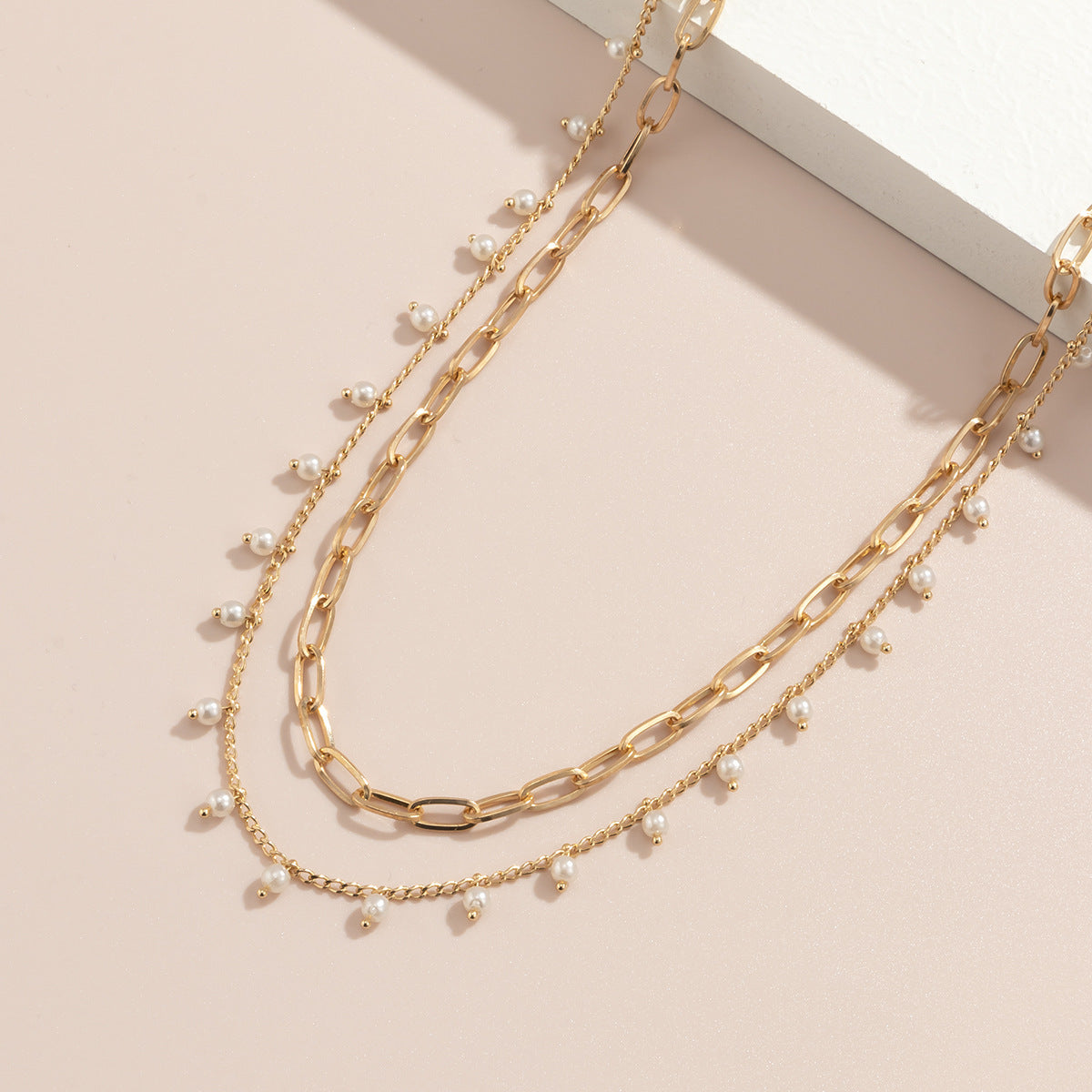 Faux Pearl Waist Chain Retro Multi Layer Geometric Body Chain