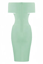 Keira Light green open-shoulder Maxi dress