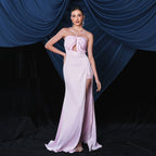 Sleeveless Elegant off - Neck Halter Long Slit Cocktail Evening Dress Bridesmaid Dress