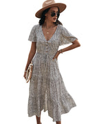 Maynard Printed Smocked Maxi Dress Black