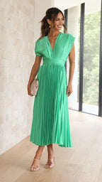 Olivia Statement Long Dress with Deep V Neckline and Bow On the Back Boutique Collection