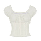 Marianna Puff Sleeve Smocked Crop Top