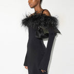 Fur Collar Off Shoulder Dress