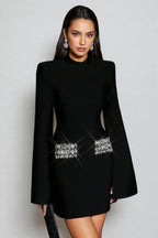 Selene Black Bandage Diamond Mini Dress