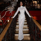 Elegant Luxurious White Lace Maxi Dress