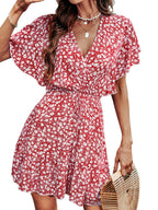 Layva Printed Ruffle Tiered Dress Mauve
