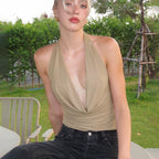 Avelynn Rhinestone Halter Crop Top