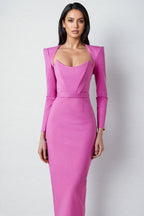 Thandiwe Square Neck Cowl Shoulder Maxi Dress-Rose