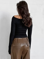 Commute Modern Off Shoulder Long Sleeve Top