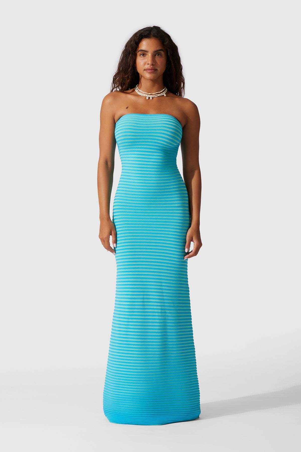 Susana Effortless Sleeveless Maxi Dress in Striped Knit Premium Wardrobe Essential
