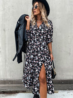 Calla Lily Pocketed Satin High Low Wrap Maxi Dress FINAL