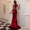 Wear Backless V - neck Party Banquet Strap Maxi Dress Formal Gown