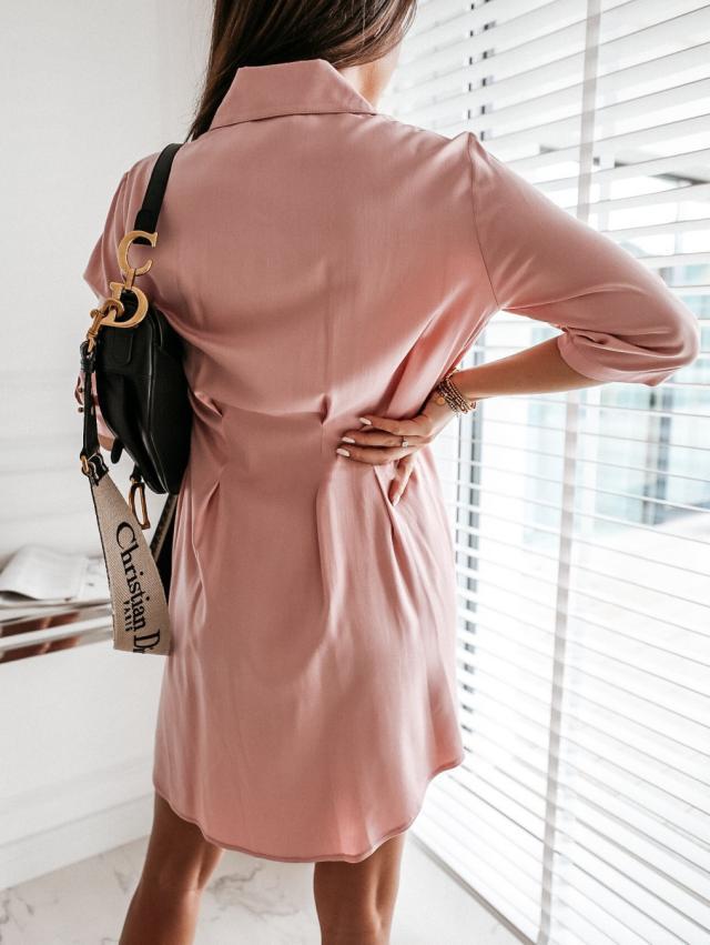 Harmony Cotton Button Down Shirt Dress Blush