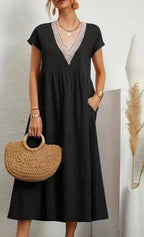 Irina Effortless Short Sleeve V Neck Dress Statement Occasion Edit