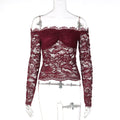 Lace Off-Shoulder Long Sleeve Top