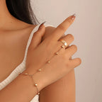 Vintage Minimalist Heart Charm Finger Bracelet