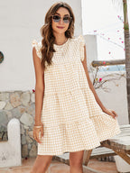 Cupcake Cotton Pocketed Polka Dot Babydoll Dress Beige