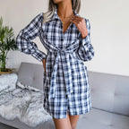 Klay Cotton Plaid Button Down Shirt Dress FINAL