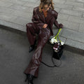 Fashionable Brown Leather Suit Set
