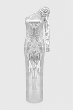 Carl 3D Floral Sequin Maxi Dress