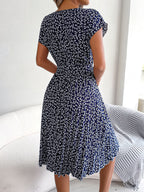 Casual Floral Pleated Dress