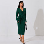 High Cold Elegant Dress High Sense Anti Aging Lace up Midi Dress