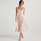 Dress Slim Fit Slit Floral Hollow Out Hollow Out Cutout Backless Strap Dress